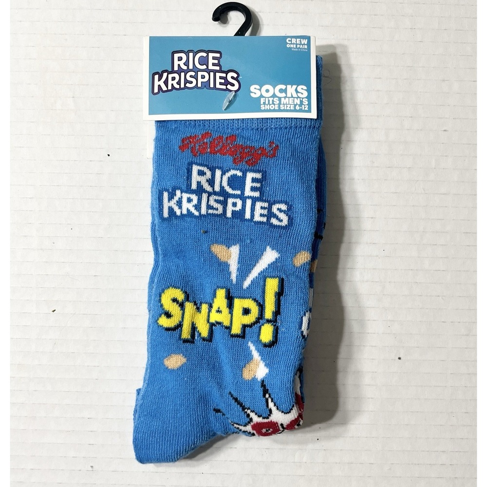 NWT Kelloggs Rice Krispies Socks Men's 6-12 Blue Novelty Snap‎ Crackle Pop Humor
